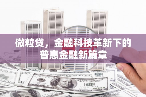 靖西微粒贷，金融科技革新下的普惠金融新篇章