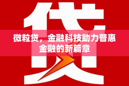 靖西微粒贷，金融科技助力普惠金融的新篇章