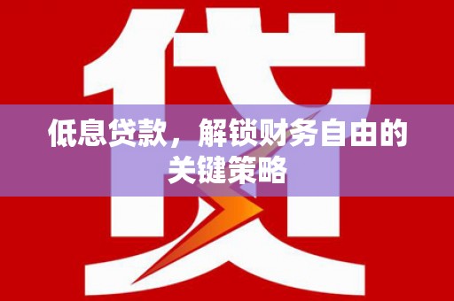 靖西低息贷款，解锁财务自由的关键策略