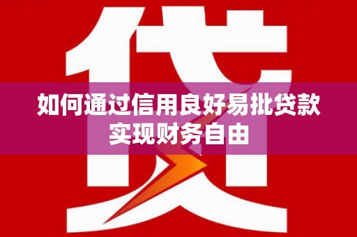 靖西如何通过信用良好易批贷款实现财务自由