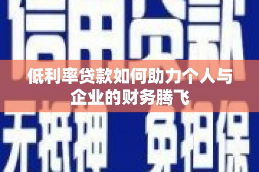 靖西低利率贷款如何助力个人与企业的财务腾飞