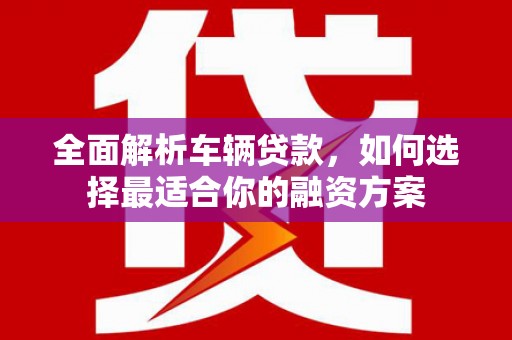 靖西全面解析车辆贷款，如何选择最适合你的融资方案
