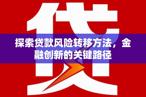 靖西探索贷款风险转移方法，金融创新的关键路径